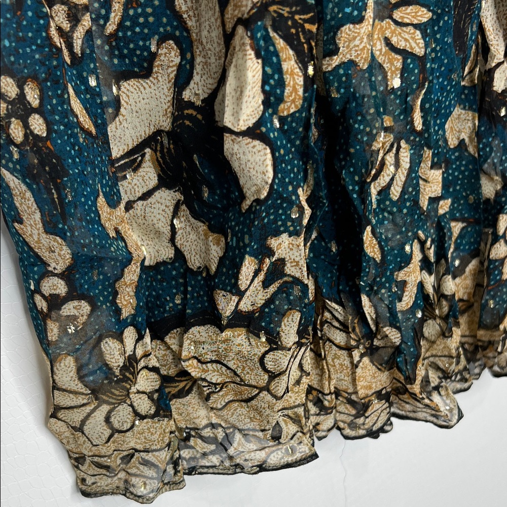 Ulla Johnson Meja Floral Patterned Blue and Cream Skirt - Picture 3 of 6